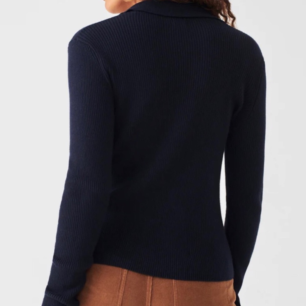 Nwt Faherty Navy Ribbed Button-Front Sweater - image 4